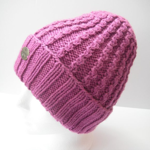 Hand Knitted Hat Toque Adult Size-M-L Acrylic Purple - 029B Hand knit by me - Picture 1 of 8